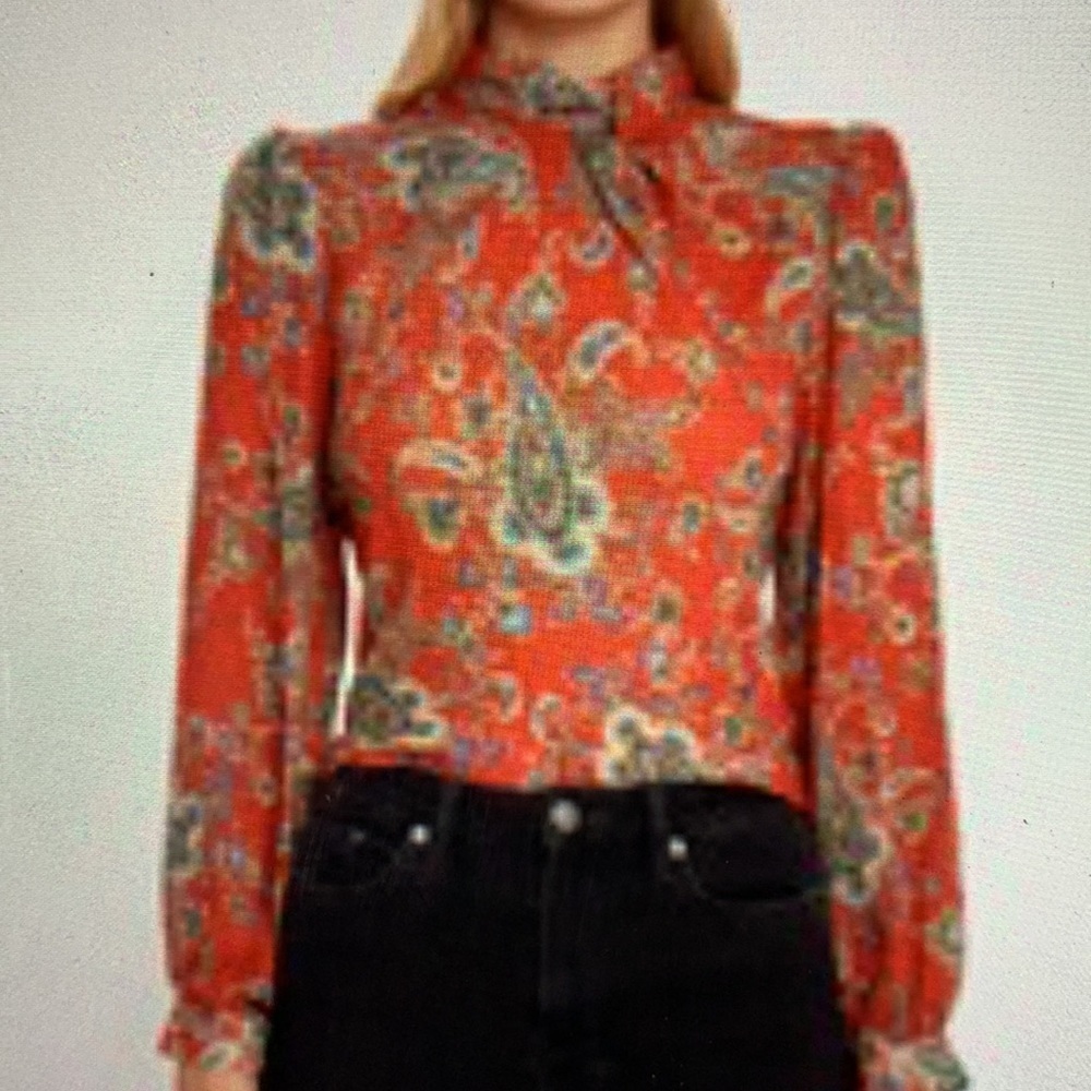 Icons Objects of Devotion The Tess McGill Mick Neck Blouse Sz Large soft viscose